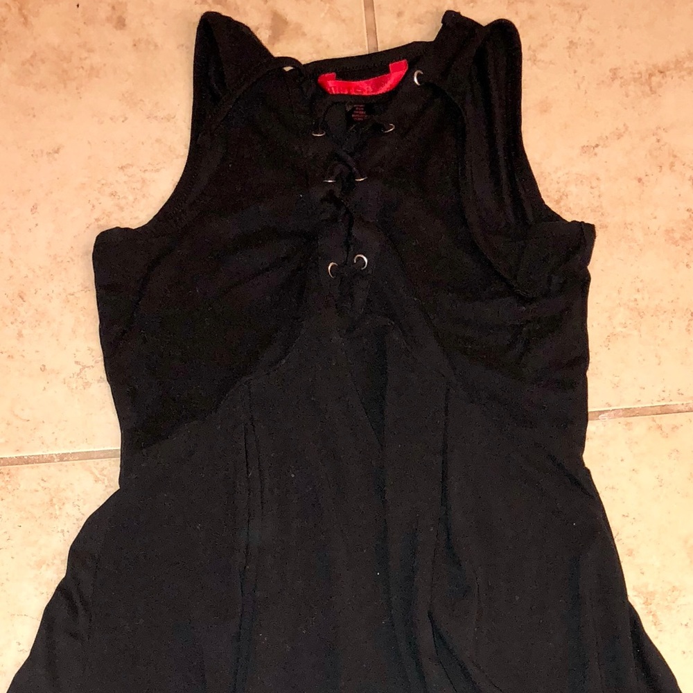 Soft black dress with tie up lace